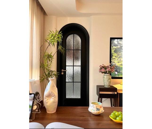 Elite Wrought iron interior single  french door with round top F-I101