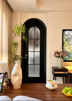 Elite Wrought iron interior single  french door with round top F-I101