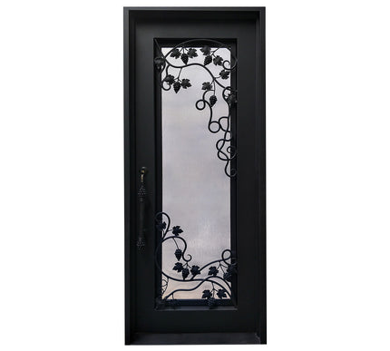 Elite Custom Door Matte Black Iron Single Door with Beautiful Scrollwork
