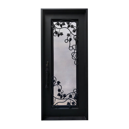 Elite Custom Door Matte Black Iron Single Door with Beautiful Scrollwork