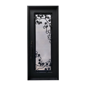 Elite Custom Door Matte Black Iron Single Door with Beautiful Scrollwork