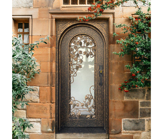 Elite-Wrought-Iron-Single-Front-Door-With-Glass-and-Scrollwork