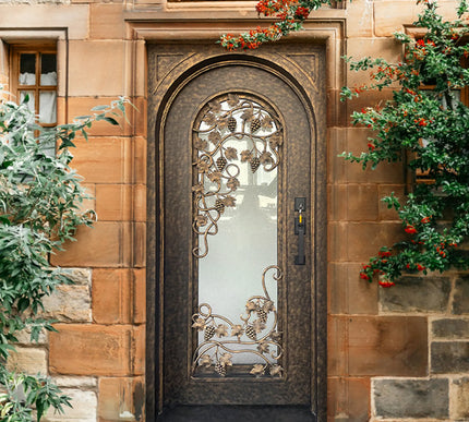 Elite-Wrought-Iron-Single-Front-Door-With-Glass-and-Scrollwork