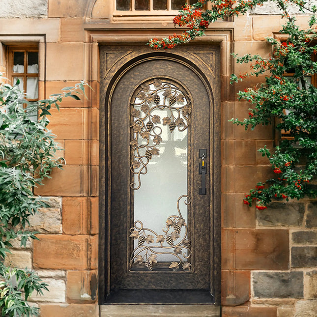 Elite-Wrought-Iron-Single-Front-Door-With-Glass-and-Scrollwork