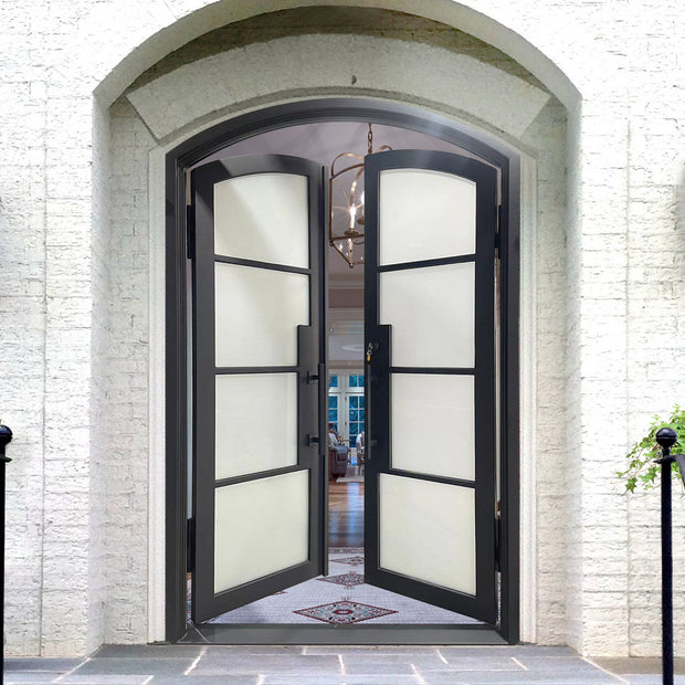 Elite themal break double iron french door with frosted glass and 4lites F-T103