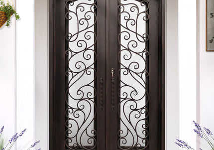 Thermal break double iron entry door with arched top 