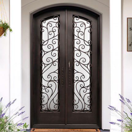 Thermal break double iron entry door with arched top 