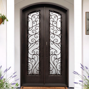 Thermal break double iron entry door with arched top 