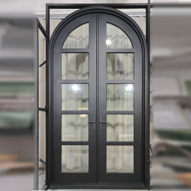 elitecustomdoor iron double door with clear glass