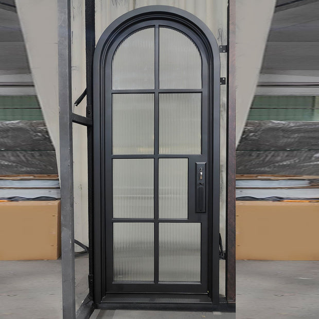 elitecustomdoor iron single door with reed glass