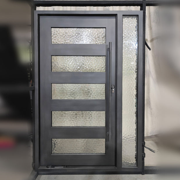 elitecustomdoor iron single door with water cubic glass